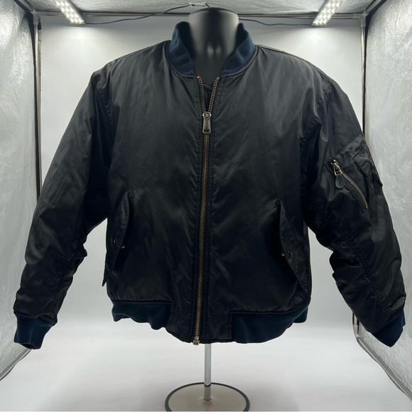 Vintage 70’s Elk‎ Mont MA-1 flight jacket size L black and orange. Ribbed collar - Picture 9 of 15